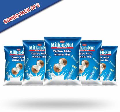 Mahak Milk-N-Nut Candy Pouch Pack of 5 ,Enjoy Naryal Mithai Nariyal Toffee