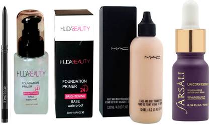 Rosedale Smudge Proof Kajal Essence Face Serum And Huda Beauty Illuminating Face Primer With Mac Face And Body Foundation Price In India Buy Rosedale Smudge Proof Kajal Essence Face