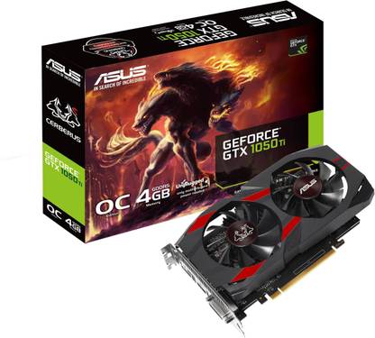 ASUS Cerberus-GTX1050TI-O4G GDDR5 4 GB NVIDIA Chipset 128 bit 7008 MHz Graphics Card