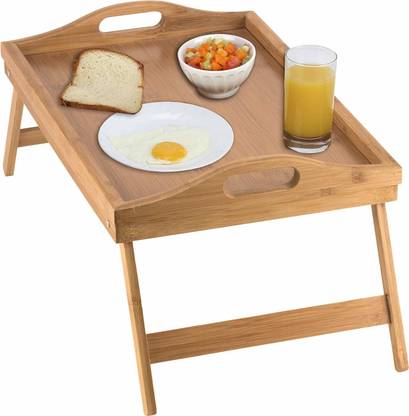 Kundi Wooden Foldable Breakfast Tray, Serving Tray with Folding Legs, Bed Table & Dinner Tray, Bed Study Table Laptop Desk Stand Plate Glass
