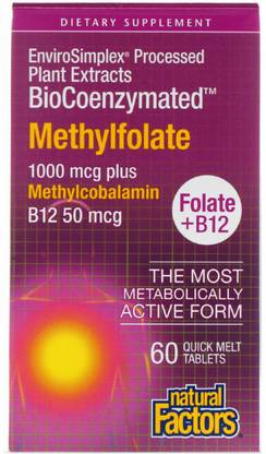 Natural Factors Methylfolate, 1,000 mcg, 60 Quick Melt Tablets