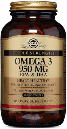 Solgar Omega-3, EPA & DHA, Triple Strength, 950 mg, 100 Softgels