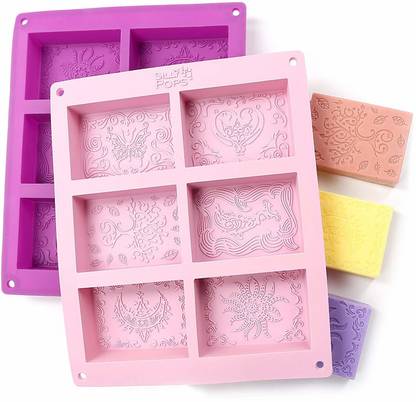 The Silly Pops Rectangle Silicone Soap Molds - Set of 2 for 12 Cavities