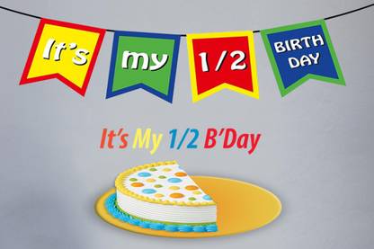 FUNCART It's My 1/2 Birthday Multi Color Half Birthday Party Decoration Banner