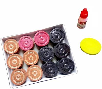 Vilkhu Carrom Coin Set of 22 Carrom coins with Stricker And Powder Board Game Accessories