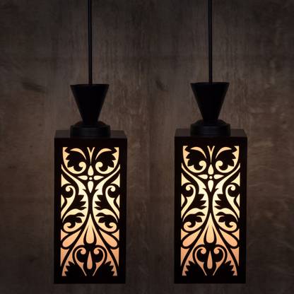 Gojeeva Wooden Hanging Lamp Style Hanging Lamp Creative Wood Pendant Light Lamp suitable for Living Room,Foyer,Bedroom,Hallway (Pack of 2) Pendants Ceiling Lamp