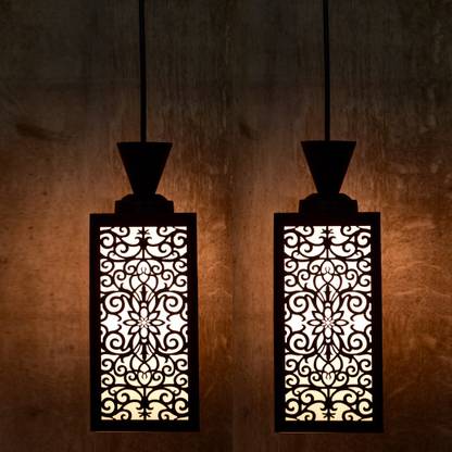 Gojeeva Wooden Hanging Lamp Style Hanging Lamp Creative Wood Pendant Light Lamp suitable for Living Room,Foyer,Bedroom,Hallway (Pack of 2) Pendants Ceiling Lamp