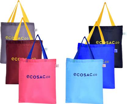 ECOSAC Eco Friendly Re-usable Small Shopping Bag Set Pack of 6 Grocery Bags