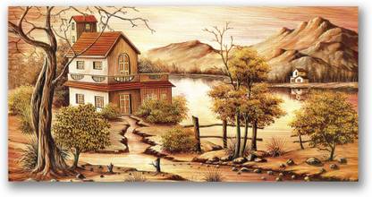 Painting Print Of Hand painting landscape Scenery Waterproof texture unframed and rolled Paper Print