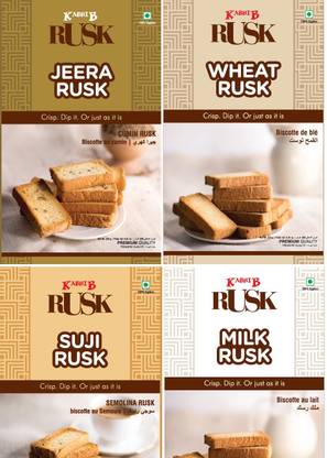 Kabhi B Toast Combo for 4 Pack Milk, Wheat, Suji, Jeera flavored Milk Rusk