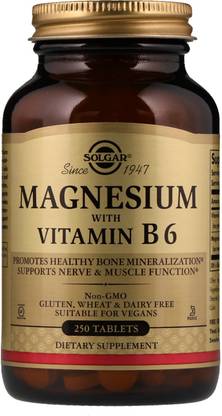 Solgar Magnesium, with Vitamin B6, 250 Tablets