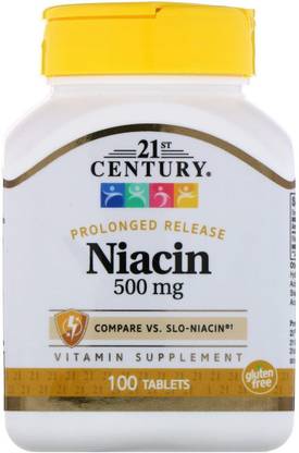 21st Century Niacin, Prolonged Release, 500 mg, 100 Tablets