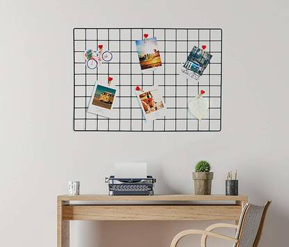 Kv Creation Steel Grid Photo Frame for Wall [45 * 65cm-Black] Clip Holder Photo Frame,Multi Functional Creative Mesh Wall Grid-(Black)