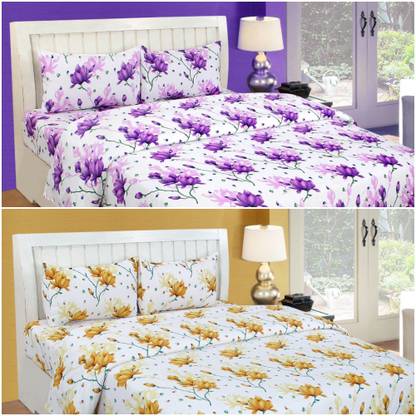 BSB Trendz 140 TC Microfiber Double Abstract Flat Bedsheet