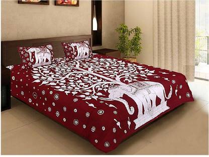 shree sd creation 170 TC Cotton Double Printed Flat Bedsheet
