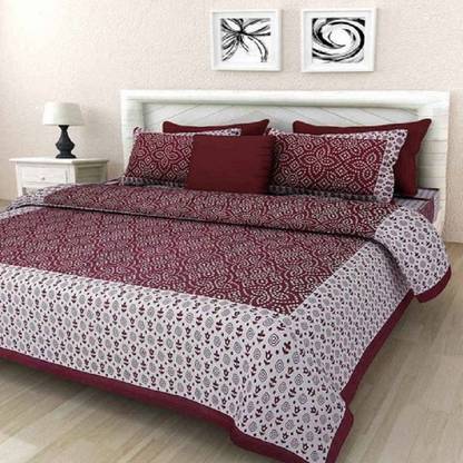 Aether 144 TC Cotton Queen Printed Flat Bedsheet