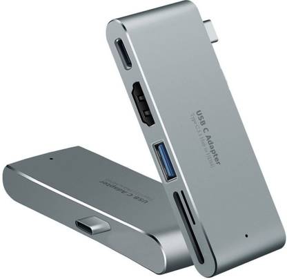 microware Type C 5 in 1 Hub Aluminum USB C Adapter Thunderbolt 3 USB C Adapter