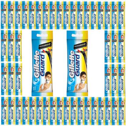 Gillette Guard Cartridge Single Blade With Razor (48 Cartridge + 2 Razor Handle) Pack of 50 Items, Men & Women