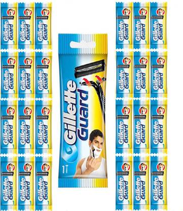 Gillette Guard Cartridge Single Blade With Razor (25Cartridge + 1 Razor Handle) Pack of 26 Items, Men & Women