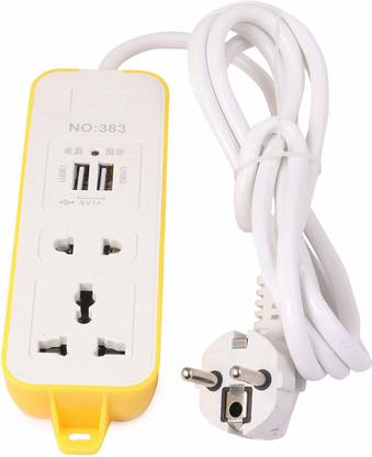 Nandini & Srishti 2 Pin Universal Socket and 2 USB Ports with 6 Feet Long Wire Extension Cord 2  Socket Extension Boards