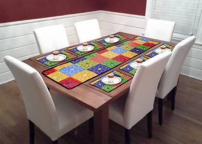 RS Collection Red, Yellow, Green PVC Table Linen Set