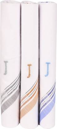 poksi Embroidered handkerchief with initials "J" Handkerchief ["White"] Handkerchief