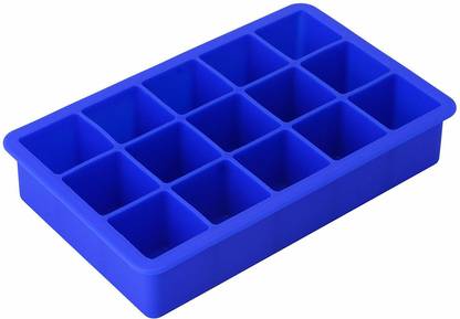 CPEX 15-Cubes Ice Tray, Premium Quality Black Flexible Silicone Large Ice Cube Maker(Multicolor) Blue Silicone Ice Cube Tray
