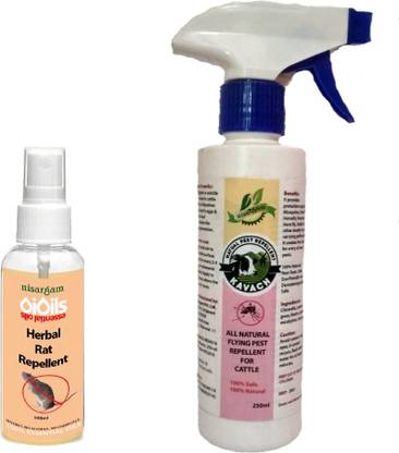 Nisargam NI: Veterinary (Kavach) Pest Repellent 250ml + NI: Herbal Rat Repellent 50ml HomeUse Spray 2pcs