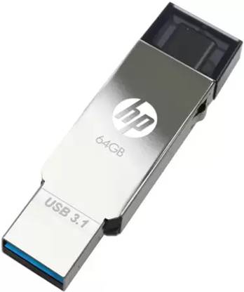 HP Type 'C' OTG 3.1 Metal USB Dual Drive X304m 64 GB OTG Drive Compatible with Laptop, Desktop Computer, Television, Mobile, Netbook USB 3.1, USB 2.0, USB 3.0 Metal Case