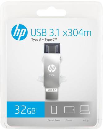 HP X304_M 32 GB OTG Drive Compatible with Laptop, Desktop Computer, Mobile, Tablet, Netbook, Television USB 3.1 Metal Case