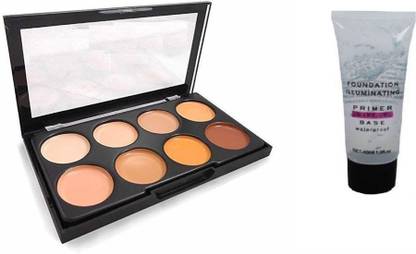 Miss Hot Foundation illuminating Primer & Concealer Palette Highlighter kit combo