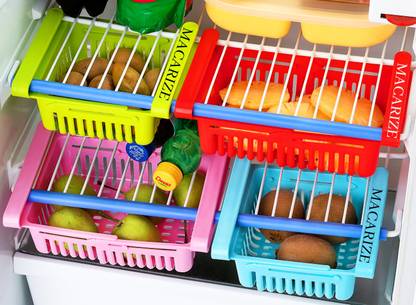 MACARIZE Containers Kitchen Rack Plastic 04 pc ADJUSTABLE