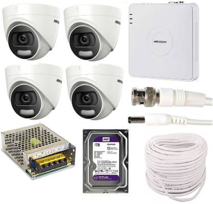 HIKVISION hikvision 4 dome color camera, 4 channel dvr, 1 tb hard disk, 4 channel power supply and all accessories Security Camera