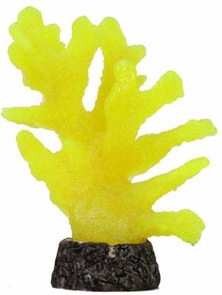 SRI Glowing Effect Artificial Ocean Coral Decorative Aquarium Ornament for Real Ocean Look in Fish Tank (Yellow) Aquarium Plant Anchor