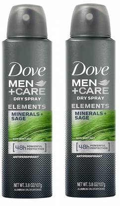 DOVE Men+Care Elements Minerals + Sage Antiperspirant Spray 150ML Each (Pack of 2) Deodorant Spray  -  For Men