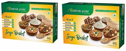 Ethnik Pride Pack Of Two 4 in 1 Rich Soya Basket | Flour | Chunks | Mini Chunks| Granules Combo