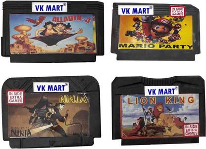 VK MART 8 Bit Tv Video Game Cassetts aladdin3-mario party-ninja-lion king Games Includes  Gaming Accessory Kit