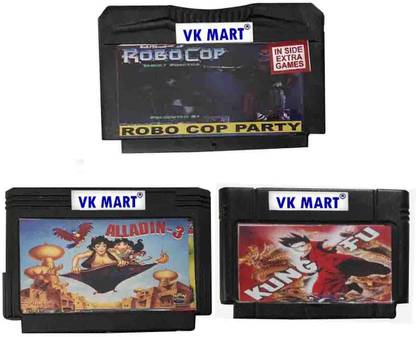 VK MART 8 Bit Tv Video Game Cassetts LikeRobocop-aladdin-kunfu Games Includes  Gaming Accessory Kit