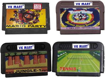 VK MART 8 Bit Tv Video Game Cassetts Like mario party-tinitoon-jungle1-tenis Games Includes  Gaming Accessory Kit