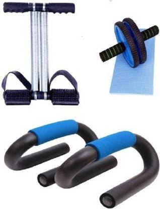 VATSMART DOUBLE SPRING TUMMY TRIMMER WITH AB ROLLER AND PUSH UP BAR Fitness Accessory Kit Kit