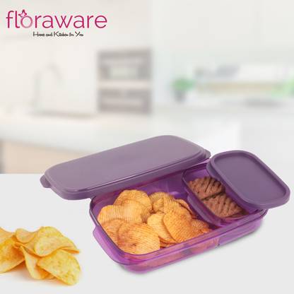 Floraware Max Fresh Super Air Tight Lunch Box Set ,Purple 2 Containers Lunch Box