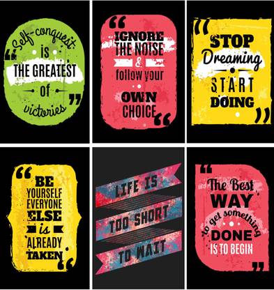 Combo of 6 Motivational Posters | Inspirational Quotes and Designs for Home, Work, Restaurants, Office, Cafe, Study Room. 13x19 inches|300 GSM Thick Paper with Matte Finish. Paper Print