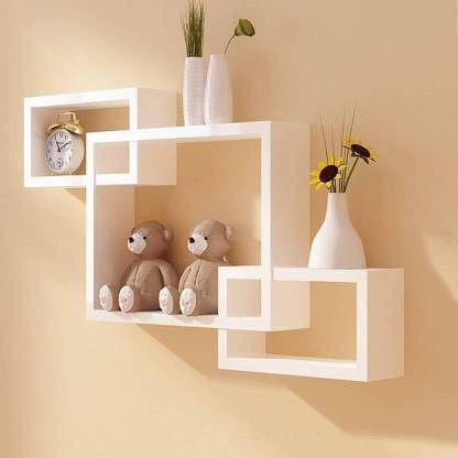 ArtfulCrafts Wooden Modern look decor Wooden Wall Shelf (Number of Shelves - 3, White) Wooden Wall Shelf