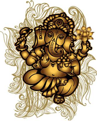 god & god's 51 cm Ganesha Gold Effect 504 Self Adhesive Sticker