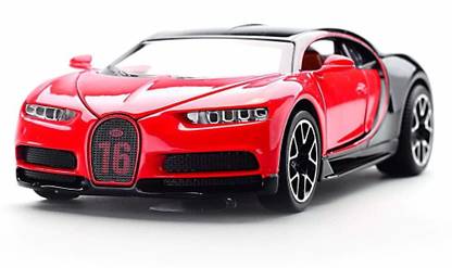 Rihishtoys 1:32 Die Cast Metal cars Body Bugatti metal cars Luxury Car Toy with Light and Sound Effects - red