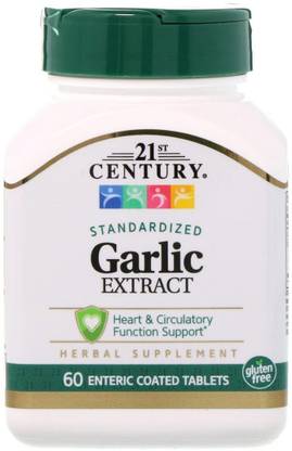 21st Century Garlic Extract, Standardized, 60 Enteric Coated Tablets