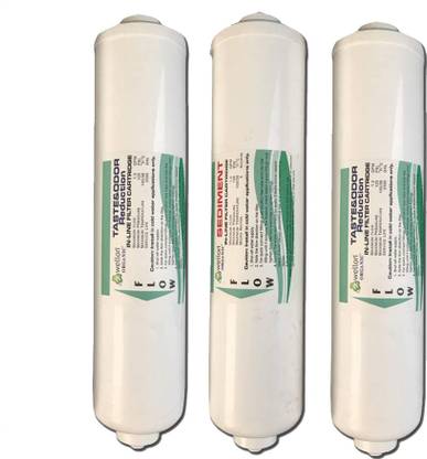 Wellon Organic Push Fit Inline Filter Complete Set with Pre Carbon, Sediment, Post Carbon Filters and Connectors for All Water Purifiers and RO Systems 2 Carbon Filter 1 Sediment Filter 6 Elbow Solid Filter Cartridge