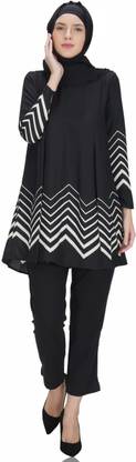Ruqsar Polyester Chevron/Zig Zag Abaya