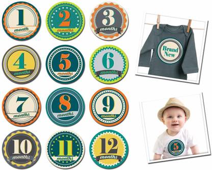 Sticky Bellies - Monthly Milestone Stickers - Badge Boy 1-12 Months [Cat_5642]