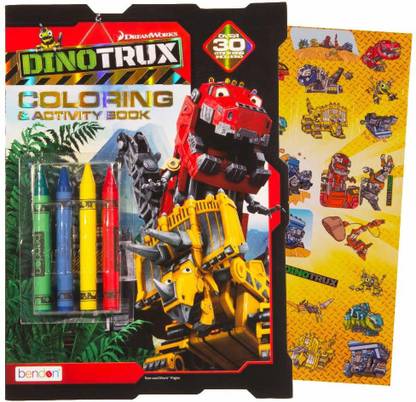 DINOTRUX Coloring Book Set With Over 40 Stickers And Jumbo Toddler
